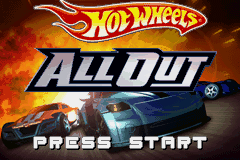 Hot Wheels All Out title screen for GameBoy Advance